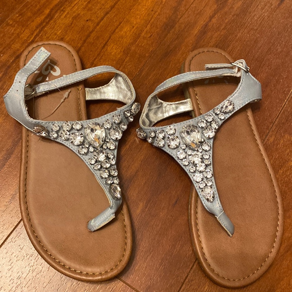 Justice silver flat sandals